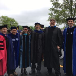 Group of math professors in regalia at 2018 TCNJ commencement